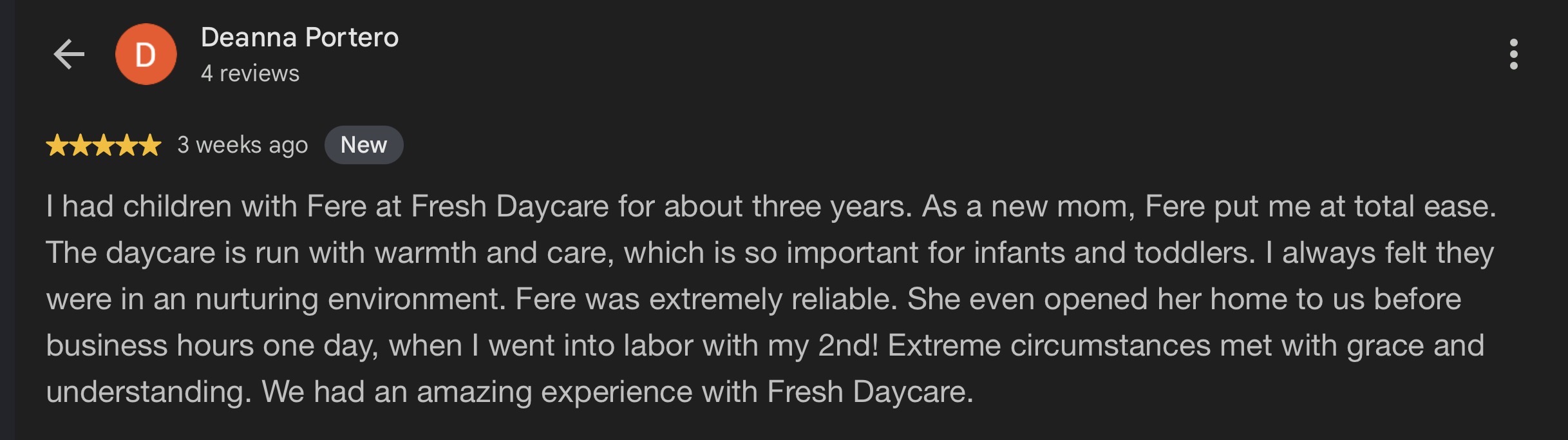 Google review from Deanna Portero