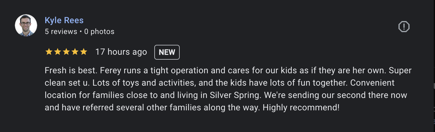 Google review from Kyle Rees